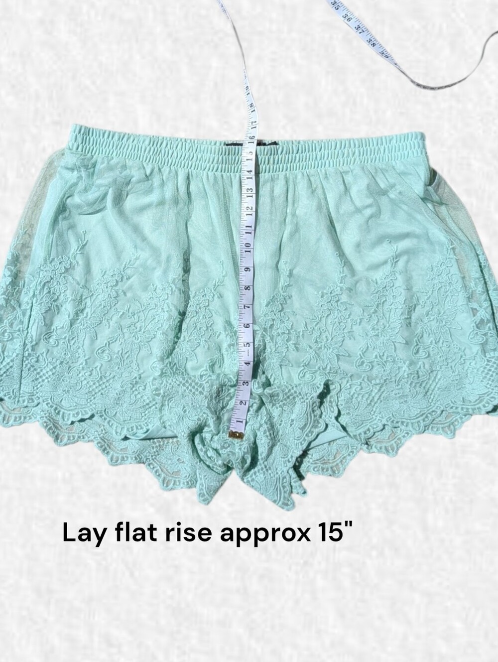 Torrid NEW Plus Size 2x: Mint Mesh Overlay & Embroidery Lace Trim Pull On Shorts - Picture 7 of 8